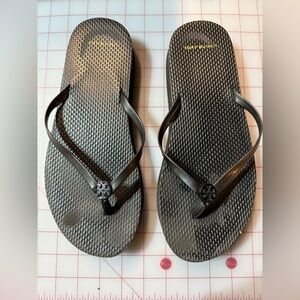 Tory Burch Black flip flops with Logo